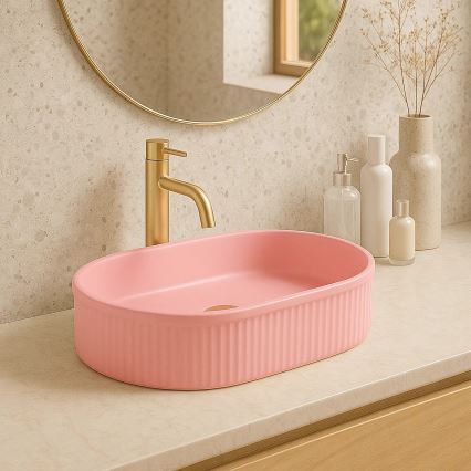 REA-U6376 - Lavabo da appoggio VANDA 31x49 cm ceramica/rosa opaca
