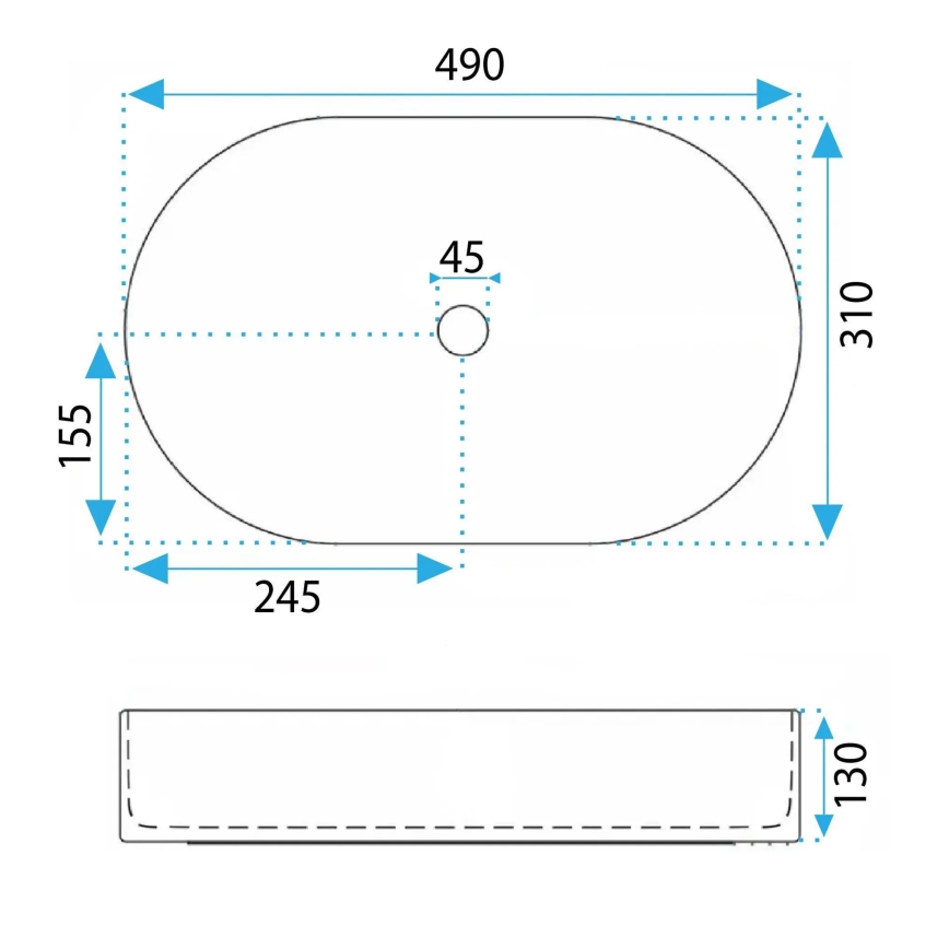 REA-U6376 - Lavabo da appoggio VANDA 31x49 cm ceramica/rosa opaca