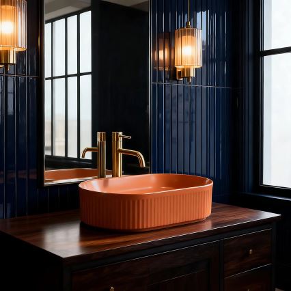 REA-U6377 - Lavabo da appoggio VANDA 31x49 cm ceramica/arancione