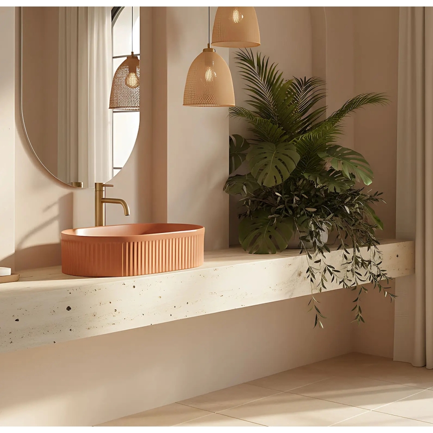REA-U6377 - Lavabo da appoggio VANDA 31x49 cm ceramica/arancione