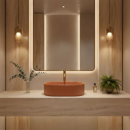 REA-U6377 - Lavabo da appoggio VANDA 31x49 cm ceramica/arancione