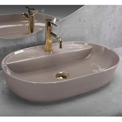 REA-U6381 - Lavabo da appoggio AURA 41x61 cm ceramica/marrone lucido