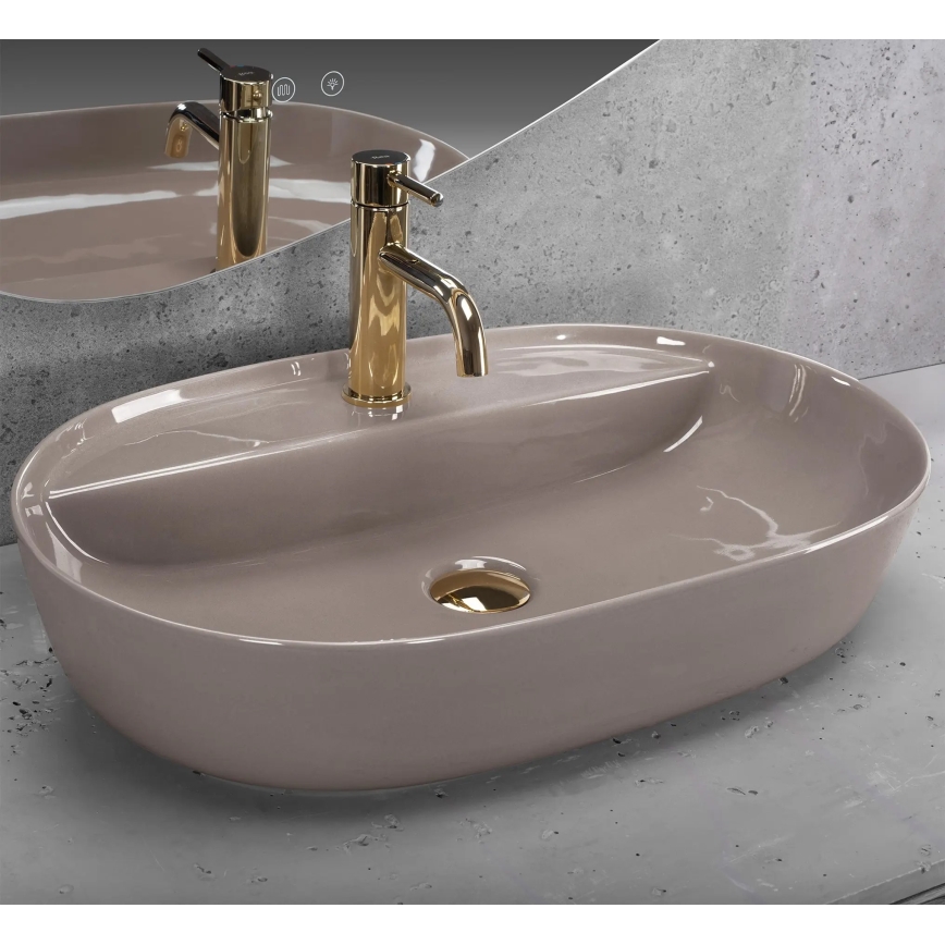 REA-U6381 - Lavabo da appoggio AURA 41x61 cm ceramica/marrone lucido