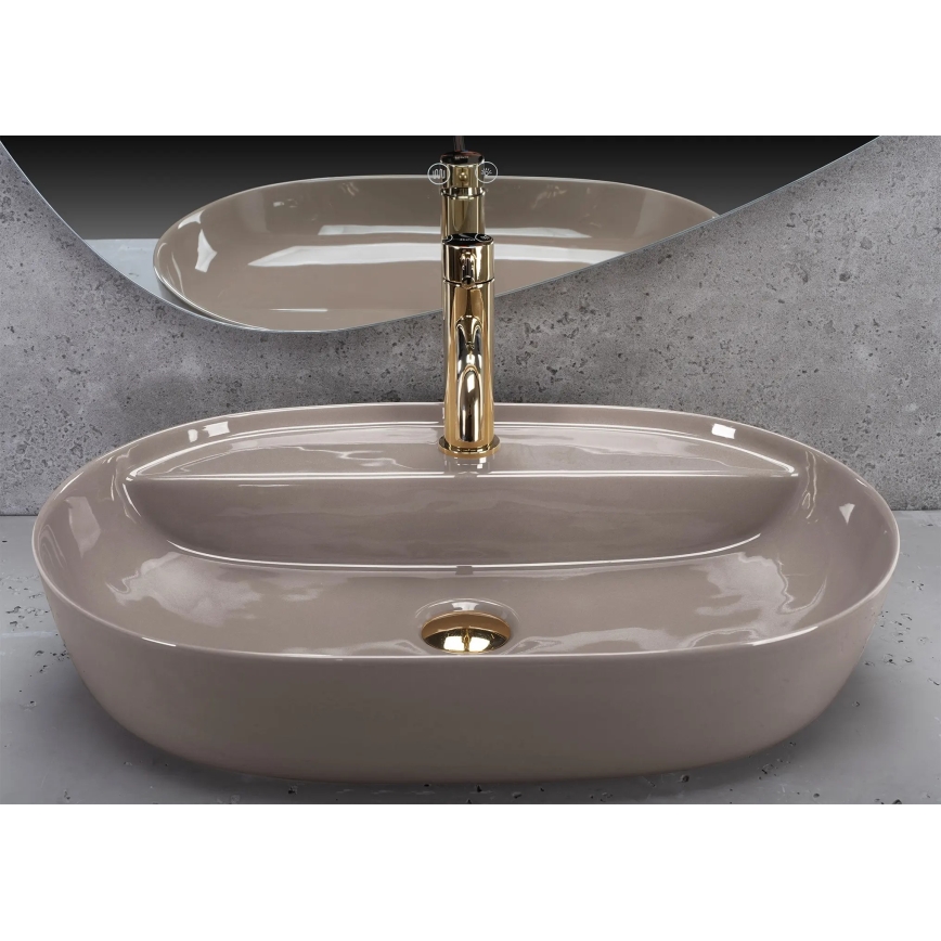 REA-U6381 - Lavabo da appoggio AURA 41x61 cm ceramica/marrone lucido