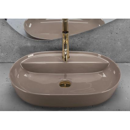 REA-U6381 - Lavabo da appoggio AURA 41x61 cm ceramica/marrone lucido