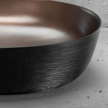 REA-U6383 - Lavabo da appoggio CLEO 41x60,5 cm ceramica/nero/rame spazzolato