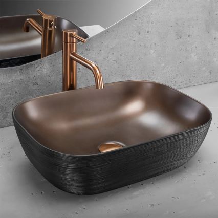 REA-U6384 - Lavabo da appoggio BELINDA 33x46,5 cm ceramica/nero/marrone