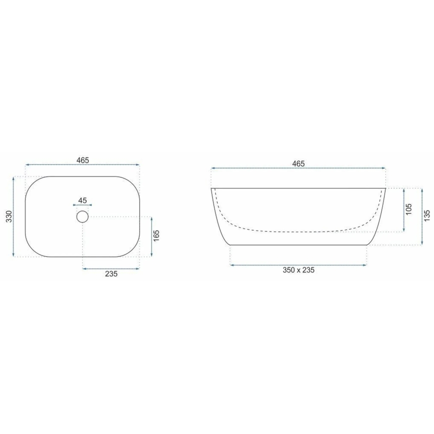 REA-U6384 - Lavabo da appoggio BELINDA 33x46,5 cm ceramica/nero/marrone