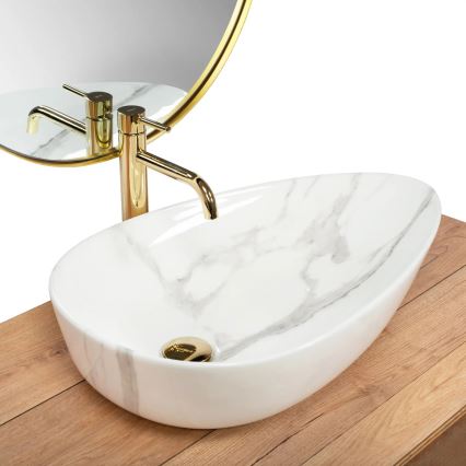 REA-U6501 - Lavabo da appoggio GRETA 40x65,5 cm in ceramica/effetto pietra