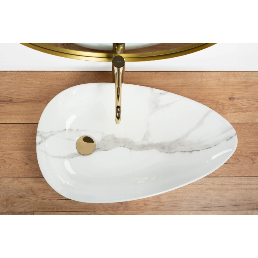 REA-U6501 - Lavabo da appoggio GRETA 40x65,5 cm in ceramica/effetto pietra