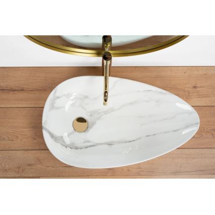 REA-U6501 - Lavabo da appoggio GRETA 40x65,5 cm in ceramica/effetto pietra