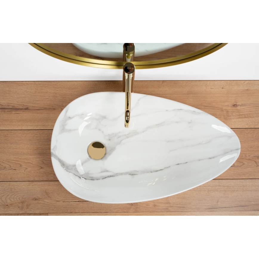 REA-U6501 - Lavabo da appoggio GRETA 40x65,5 cm in ceramica/effetto pietra