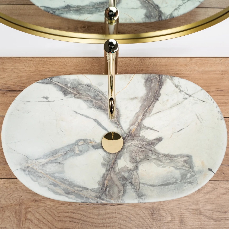 REA-U6502 - Lavabo da appoggio ROYAL 36x60,5 cm ceramica/decoro effetto marmo