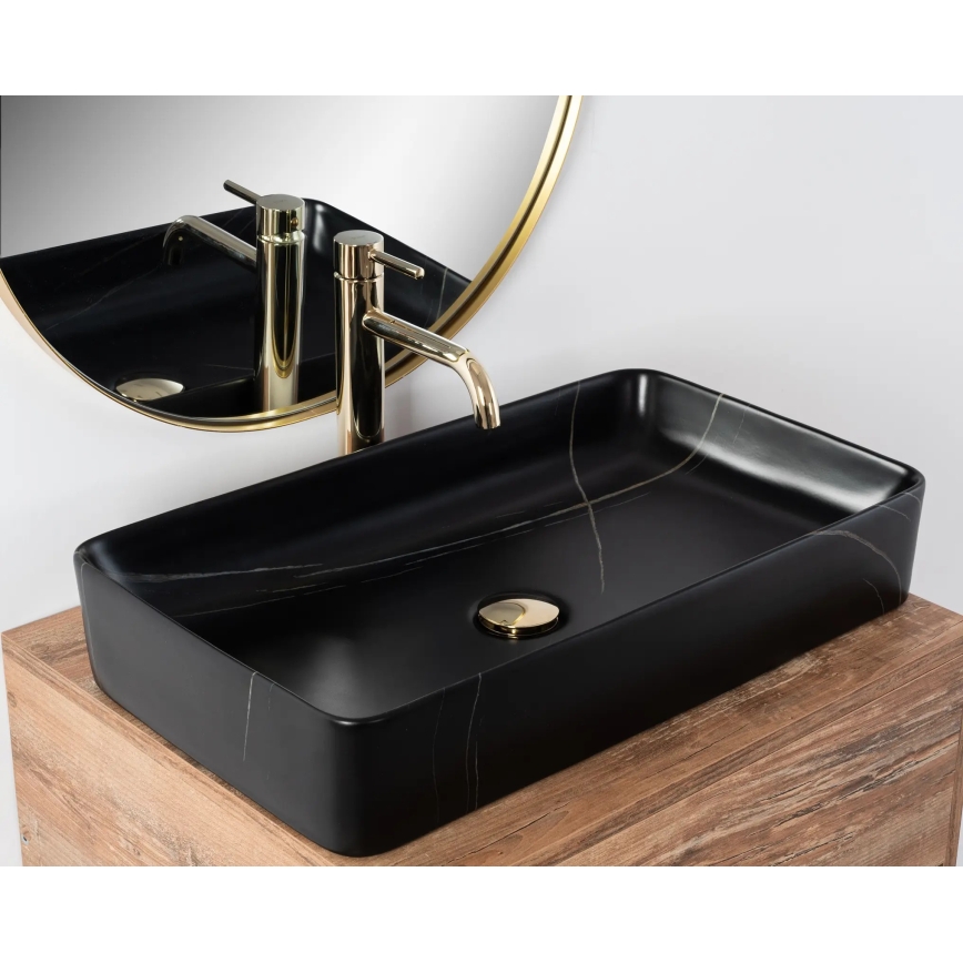 REA-U6510 - Lavabo da appoggio DENIS 35x61,5 cm ceramica/nero opaco