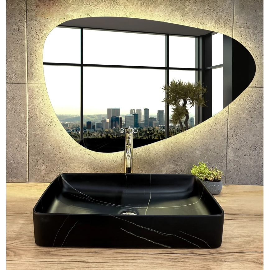 REA-U6510 - Lavabo da appoggio DENIS 35x61,5 cm ceramica/nero opaco