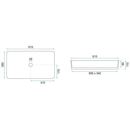 REA-U6510 - Lavabo da appoggio DENIS 35x61,5 cm ceramica/nero opaco