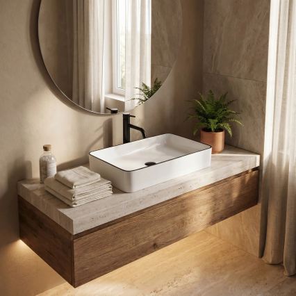 REA-U6513 - Lavabo da appoggio DENIS 35x61,5 cm ceramica/bianco/nero