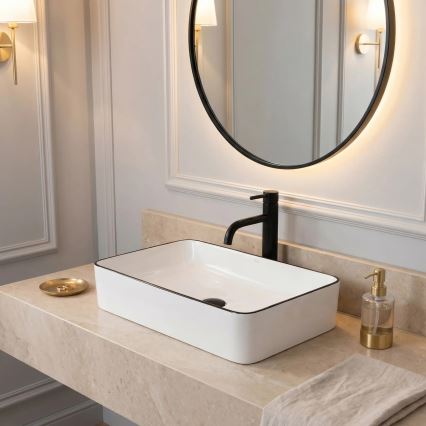 REA-U6513 - Lavabo da appoggio DENIS 35x61,5 cm ceramica/bianco/nero