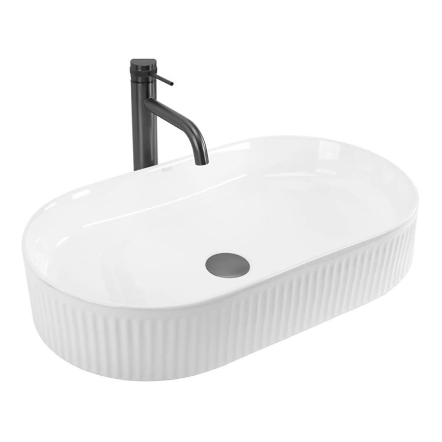 REA-U6526 - Lavabo da appoggio VANDA 34x60 cm ceramica/bianco lucido