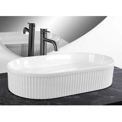 REA-U6526 - Lavabo da appoggio VANDA 34x60 cm ceramica/bianco lucido