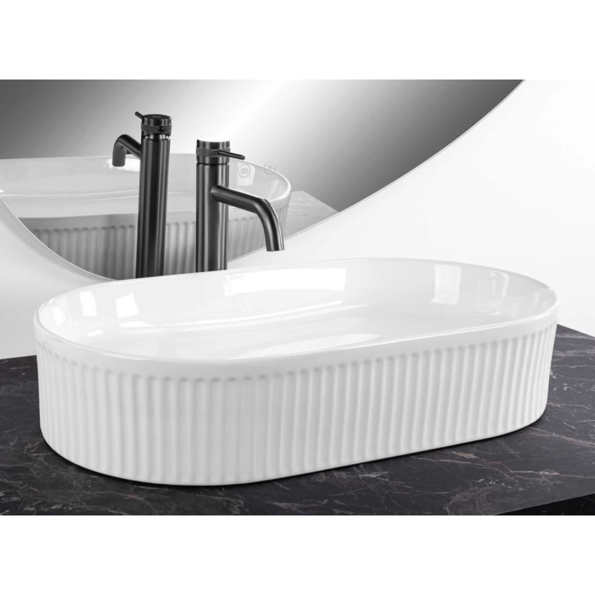 REA-U6526 - Lavabo da appoggio VANDA 34x60 cm ceramica/bianco lucido