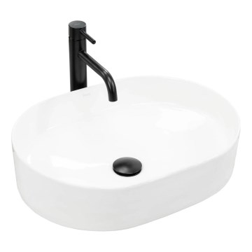 REA-U6563 - Lavabo da appoggio NADIA 38 x 50 cm, ceramica, bianco lucido