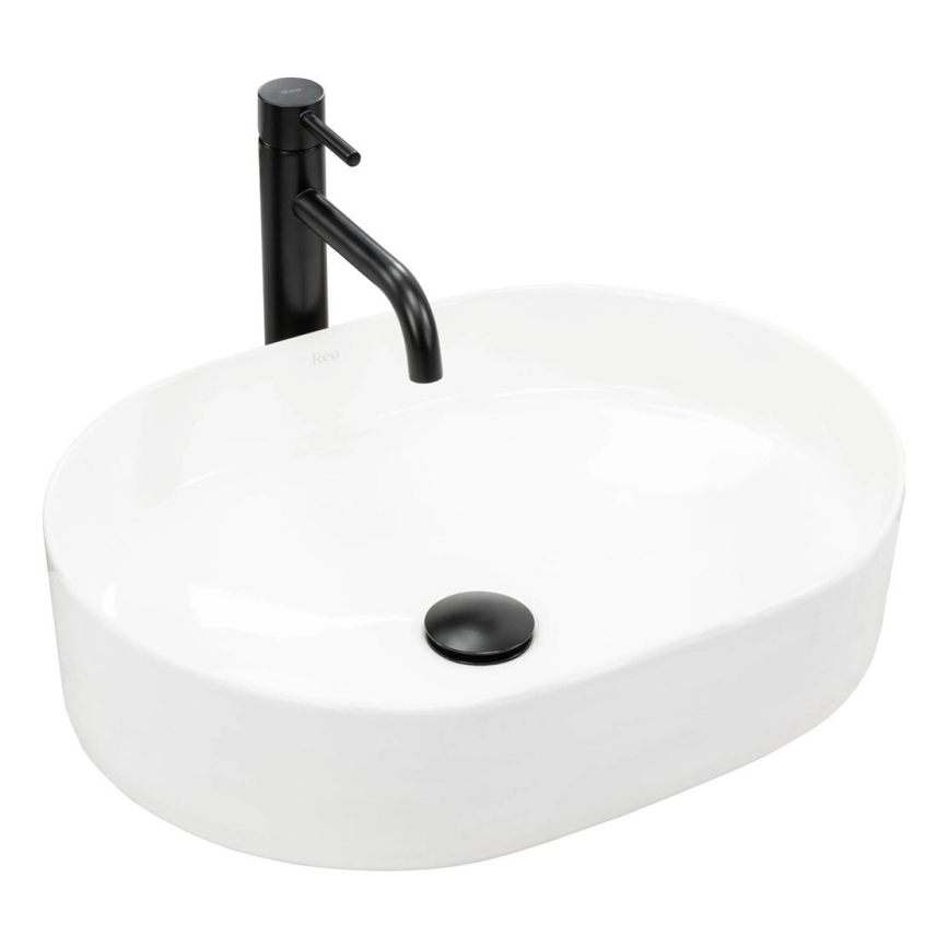 REA-U6563 - Lavabo da appoggio NADIA 38 x 50 cm, ceramica, bianco lucido