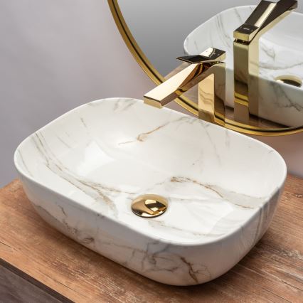REA-U6596 - Lavabo da appoggio BELINDA 33,5x46,5 cm ceramica/effetto marmo