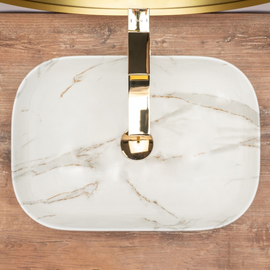 REA-U6596 - Lavabo da appoggio BELINDA 33,5x46,5 cm ceramica/effetto marmo