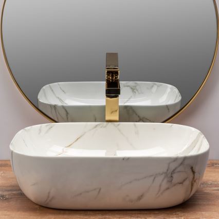 REA-U6596 - Lavabo da appoggio BELINDA 33,5x46,5 cm ceramica/effetto marmo