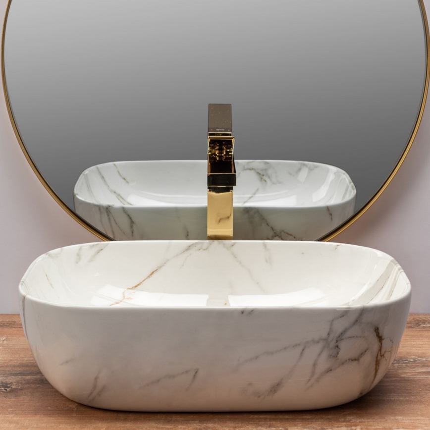 REA-U6596 - Lavabo da appoggio BELINDA 33,5x46,5 cm ceramica/effetto marmo