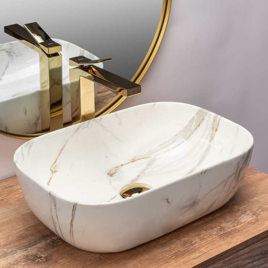 REA-U6596 - Lavabo da appoggio BELINDA 33,5x46,5 cm ceramica/effetto marmo
