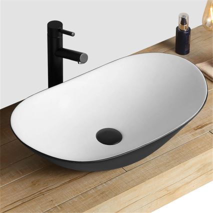 REA-U6600 - Lavabo da appoggio ROYAL 36x62,5 cm ceramica/bianco/nero