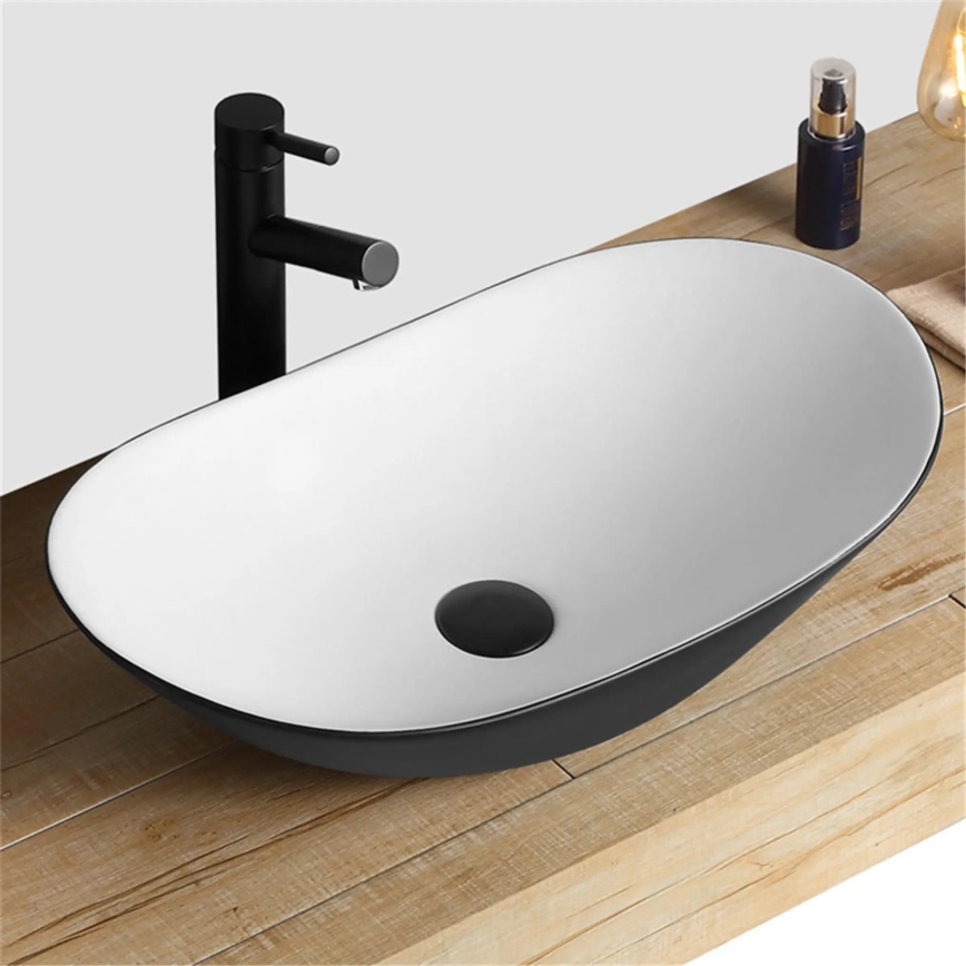 REA-U6600 - Lavabo da appoggio ROYAL 36x62,5 cm ceramica/bianco/nero