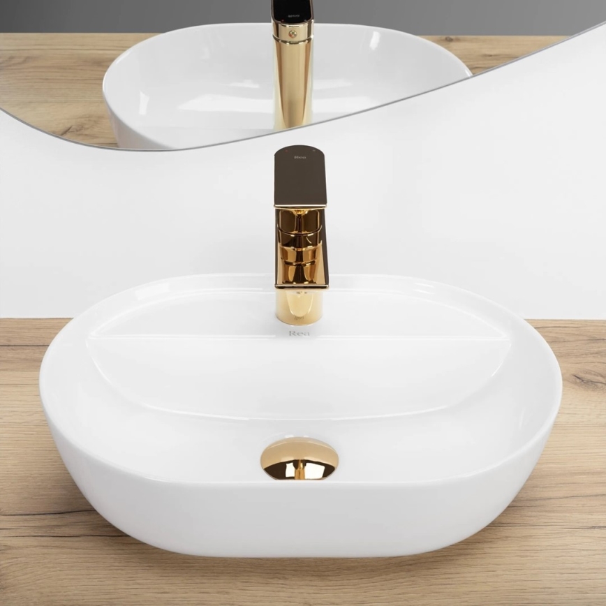 REA-U6617 - Lavabo da appoggio AURA 30x42 cm ceramica/bianco lucido