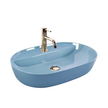 REA-U6618 - Lavabo da appoggio AURA 41x61 cm ceramica/blu lucido
