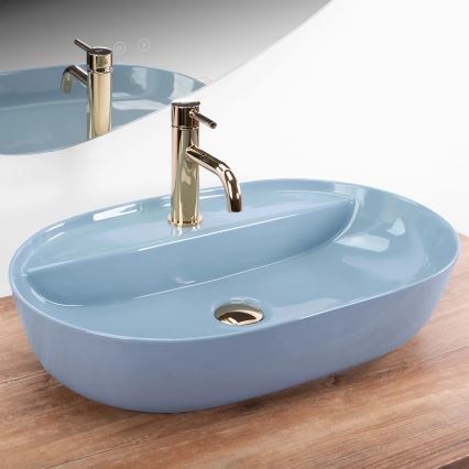REA-U6618 - Lavabo da appoggio AURA 41x61 cm ceramica/blu lucido