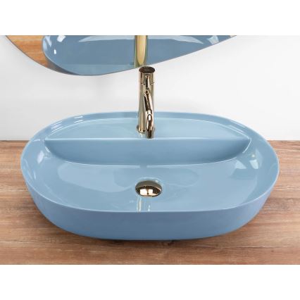 REA-U6618 - Lavabo da appoggio AURA 41x61 cm ceramica/blu lucido