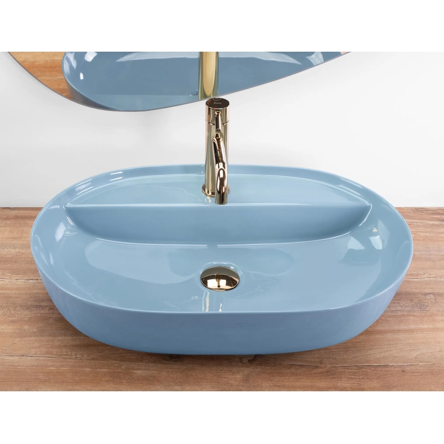 REA-U6618 - Lavabo da appoggio AURA 41x61 cm ceramica/blu lucido