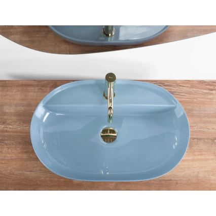 REA-U6618 - Lavabo da appoggio AURA 41x61 cm ceramica/blu lucido