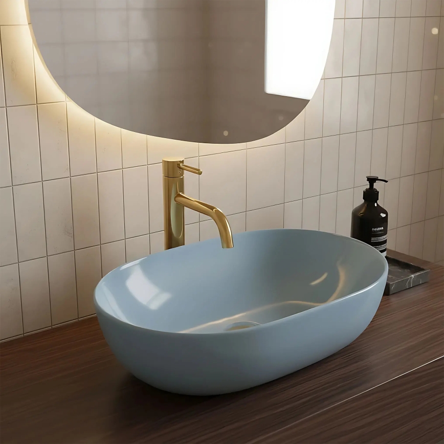 REA-U6620 - Lavabo da appoggio LISA 35x49 cm ceramica/blu lucido