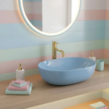 REA-U6620 - Lavabo da appoggio LISA 35x49 cm ceramica/blu lucido