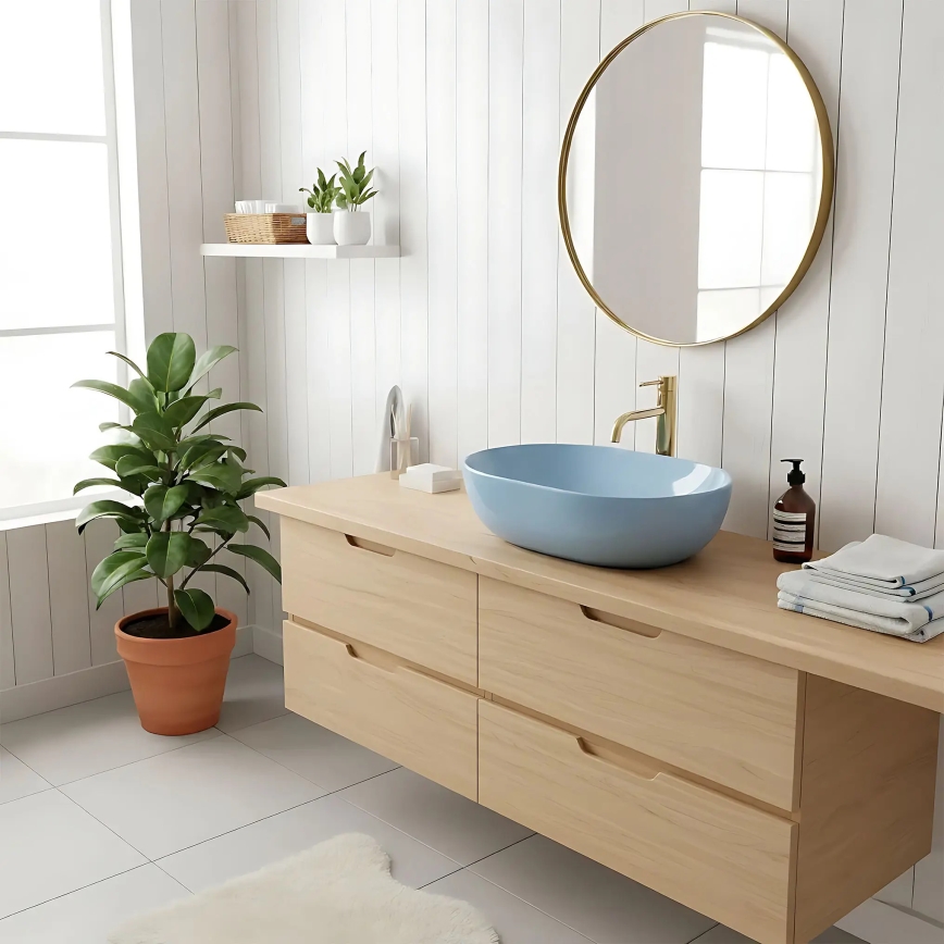 REA-U6620 - Lavabo da appoggio LISA 35x49 cm ceramica/blu lucido