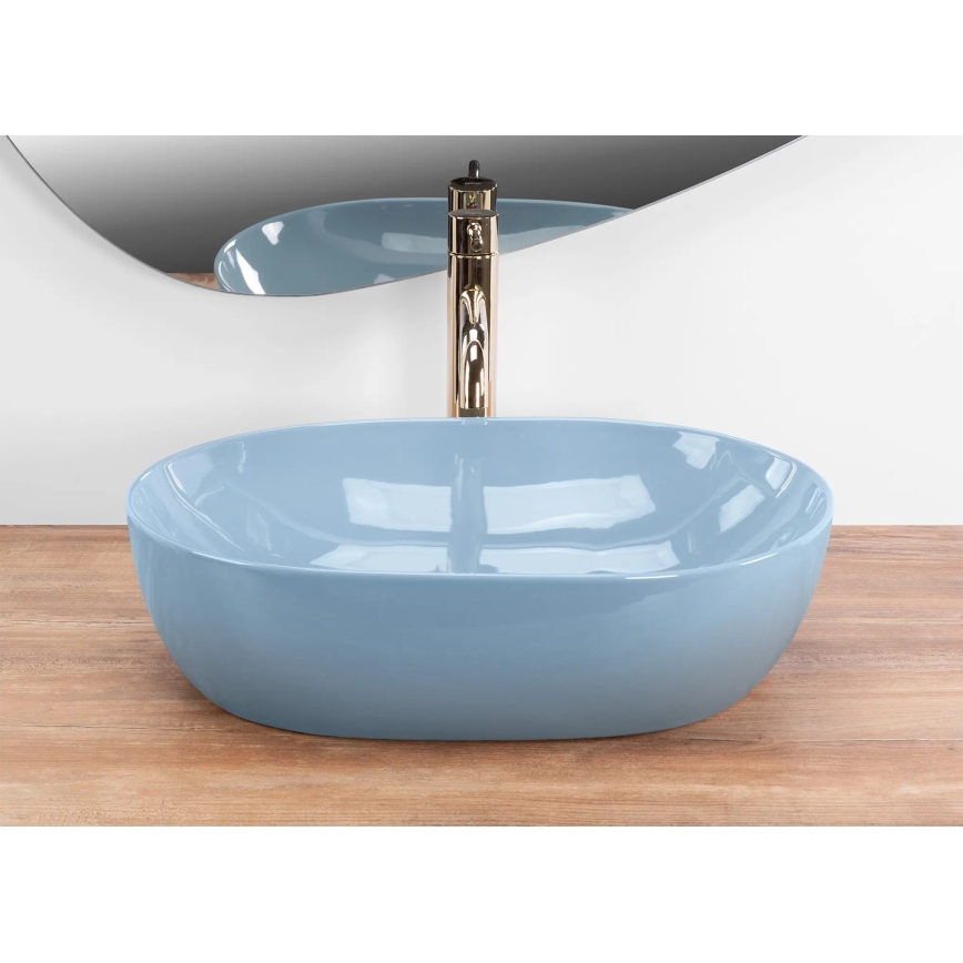 REA-U6620 - Lavabo da appoggio LISA 35x49 cm ceramica/blu lucido