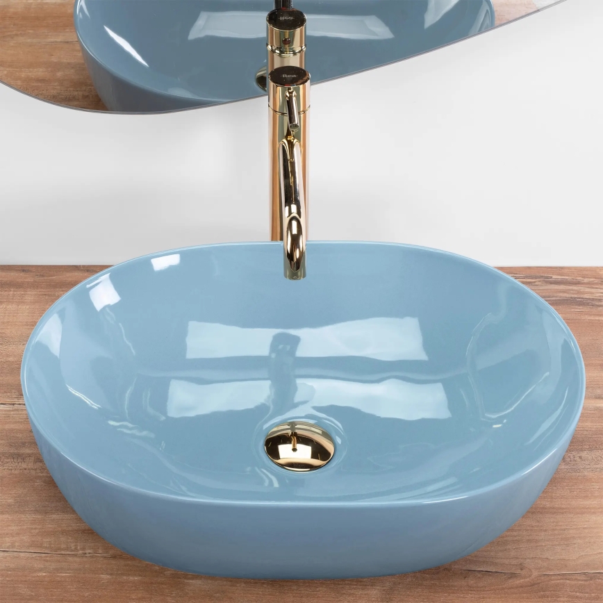 REA-U6620 - Lavabo da appoggio LISA 35x49 cm ceramica/blu lucido