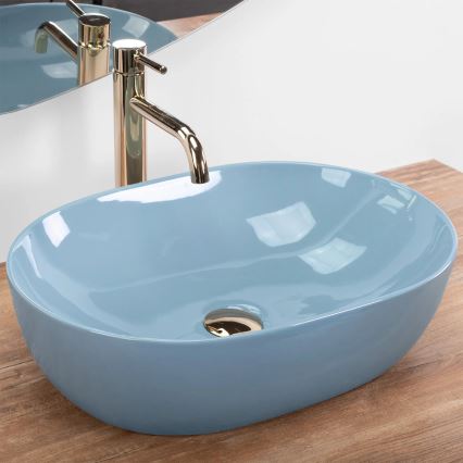 REA-U6620 - Lavabo da appoggio LISA 35x49 cm ceramica/blu lucido