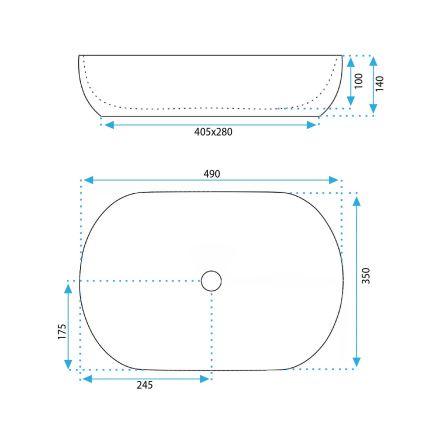REA-U6620 - Lavabo da appoggio LISA 35x49 cm ceramica/blu lucido