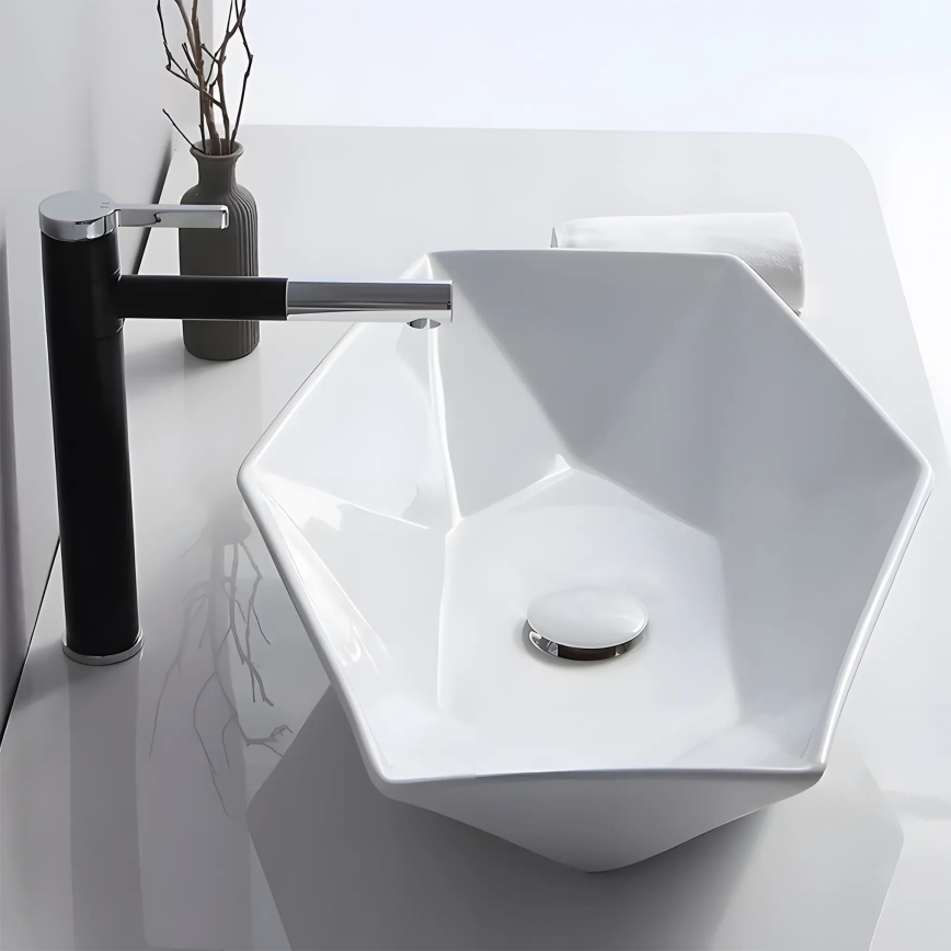 REA-U6643 - Lavabo da appoggio VEGAS 37x57 cm ceramica/bianco lucido