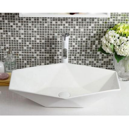 REA-U6643 - Lavabo da appoggio VEGAS 37x57 cm ceramica/bianco lucido