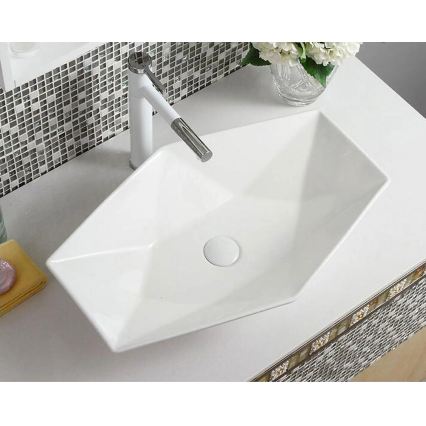 REA-U6643 - Lavabo da appoggio VEGAS 37x57 cm ceramica/bianco lucido